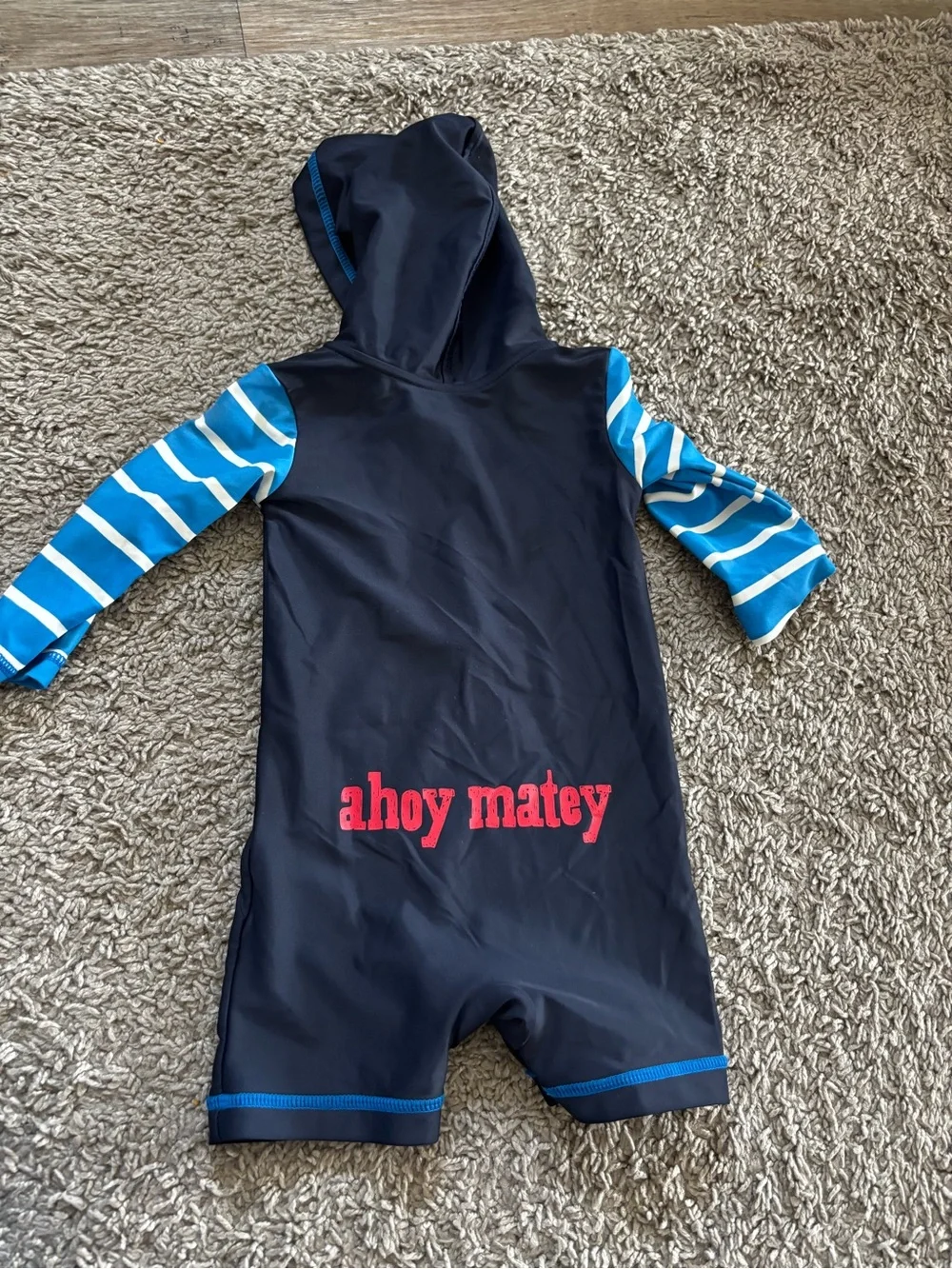 Hatley Navy Swim Romper size 3-6 months